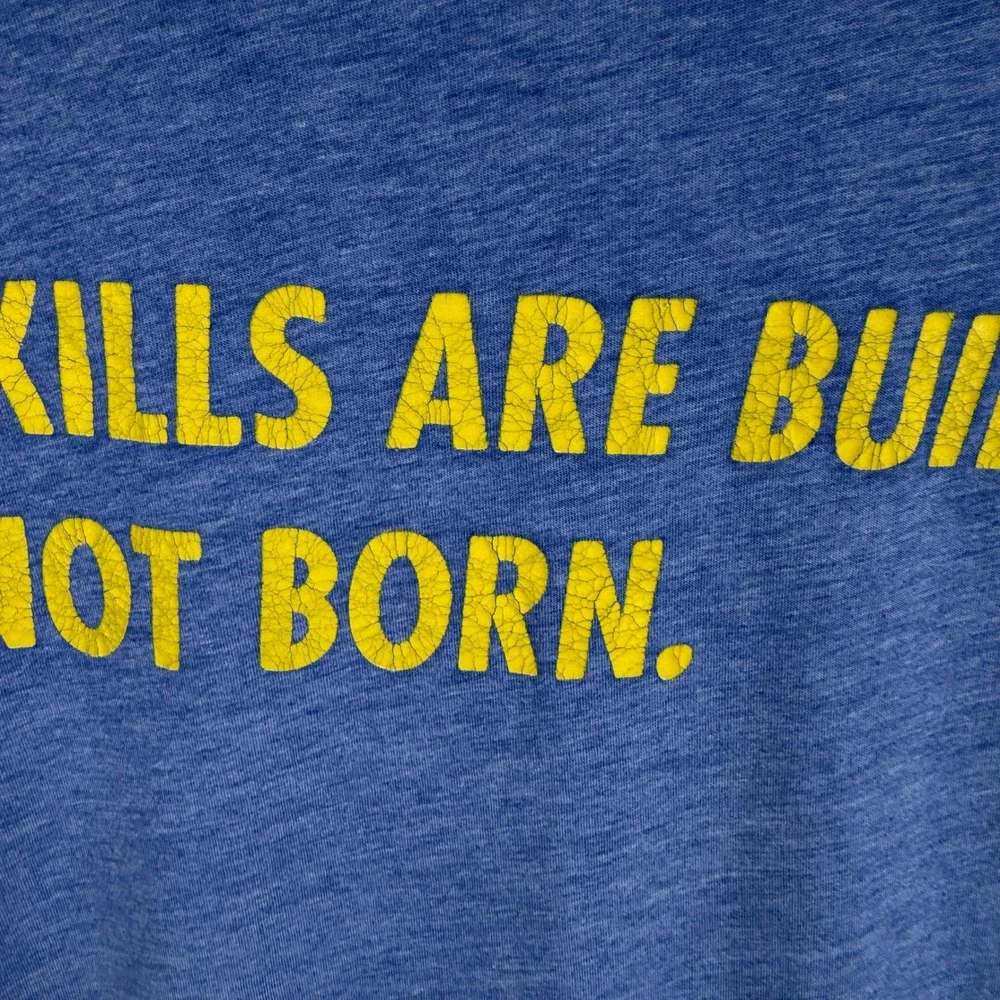 Charlie‎ Rugby Mens Blue Skills Are Built Not Born Graphic T-Shirt Medium
